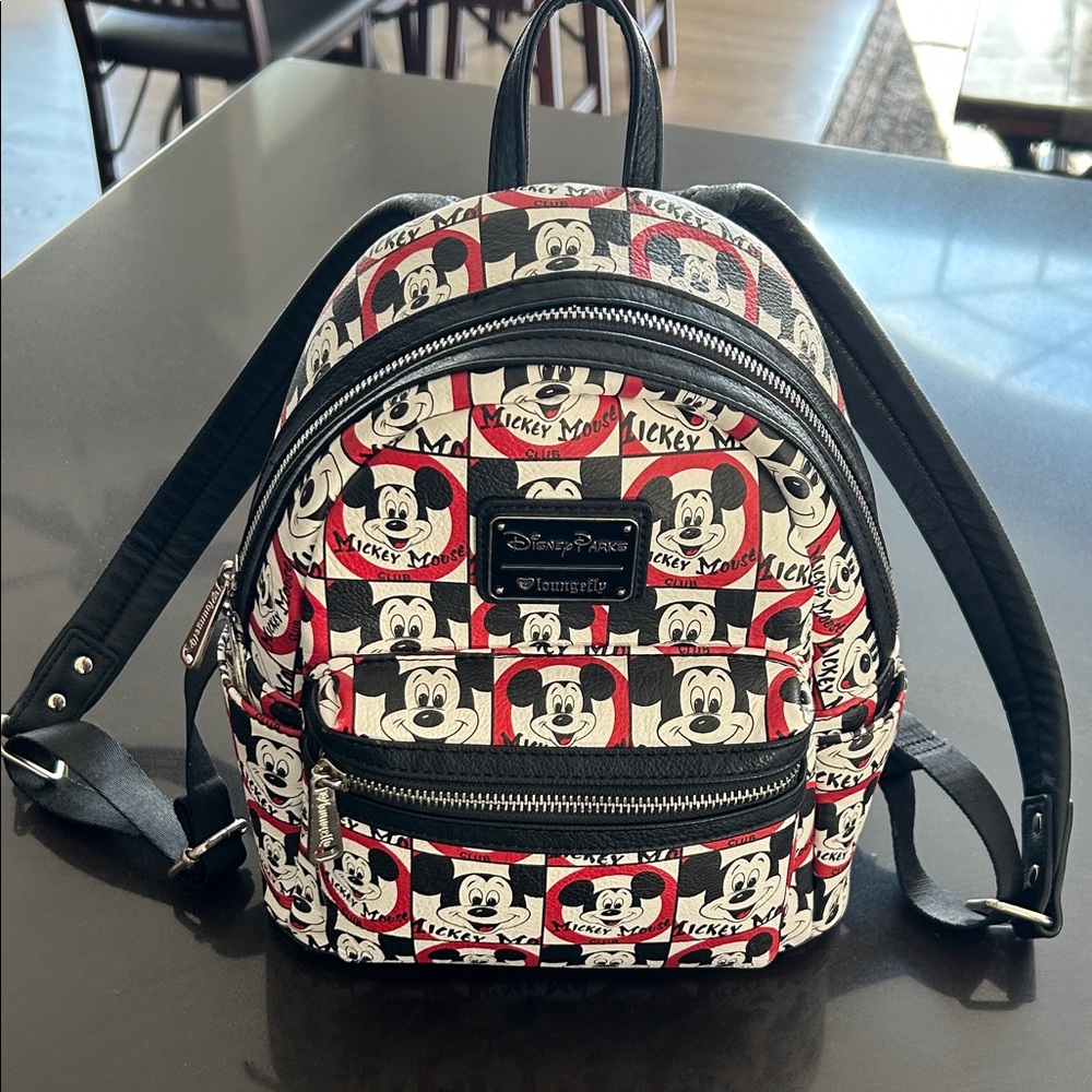 Loungefly Mickey Mouse Club Black White and Red Backpack